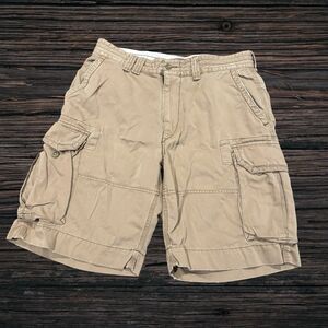 Vintage Y2K Polo Ralph Lauren Cargo Shorts Size 34 Khaki 10” Inseam Heavy Cotton